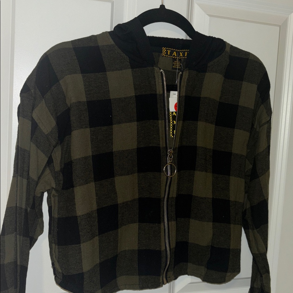 Plaid Black and Green Women's Jacket